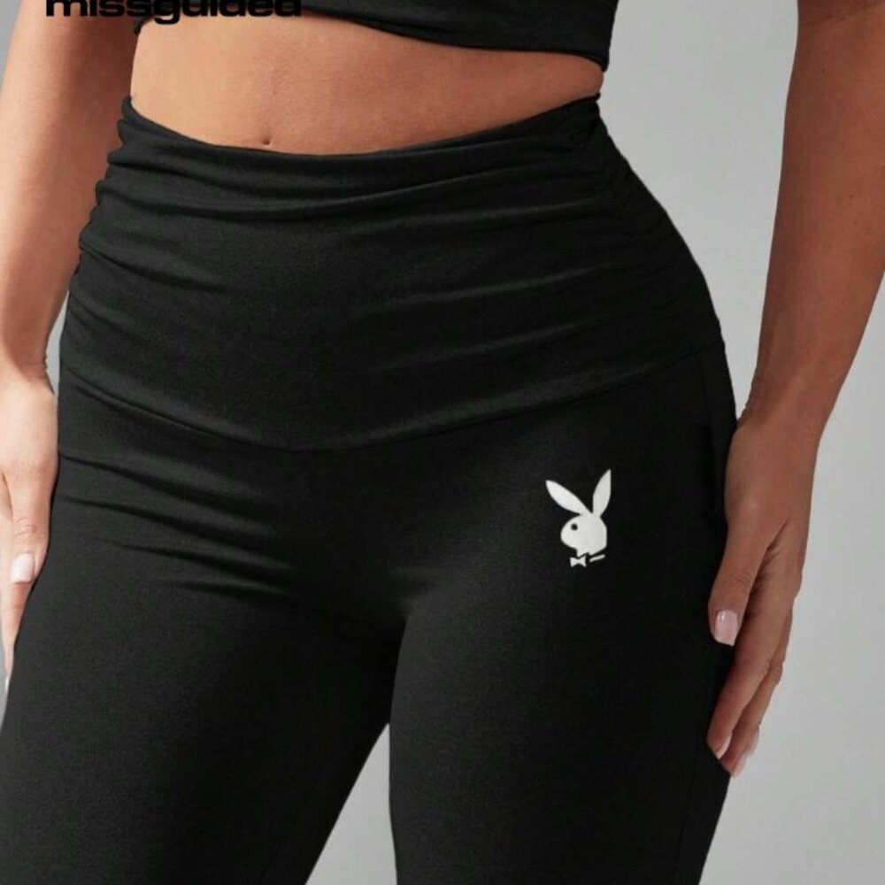 Playboy x Missguided Black Leggings flared